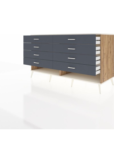 Kronos Konsol 8 Çekmeceli 176x59x99 Çam-aytaşı/antrasit Çam-aytaşı/antrasit