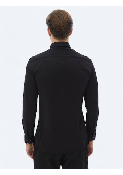 Kip Siyah Düz Regular Fit Dokuma Casual %100 Pamuk Gömlek Siyah Kip Siyah Düz Regular Fit Dokuma Casual %100 Pamuk Gömlek Siyah