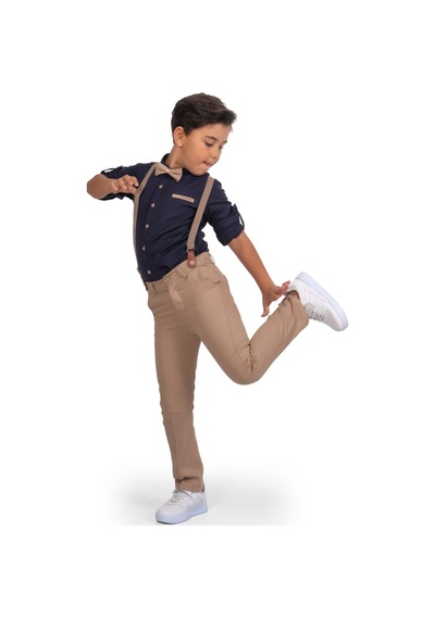 Mnk Baby & Kids Oxford Gömlek Uzun Pantolon Erkek Çocuk Takımı Lacivert