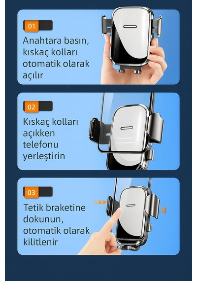 Bmy Oto Aksesuar Torpido Üstü Vakumlu Araç Telefon Tutucu 360 Ayarlanabilir Uzun Kollu 2 Mixed