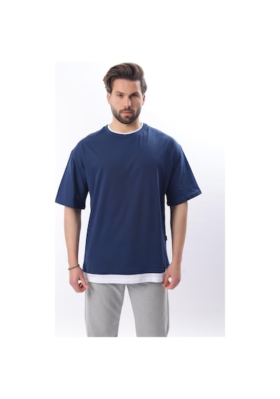Madmext Oversize Lacivert Erkek Tişört 4978 Lacivert