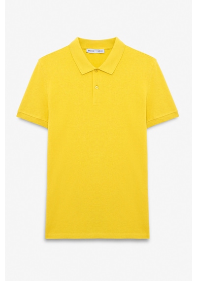 Grimelange SKYLOOM Erkek %100 Pamuk Kısa Kollu Regular Fit Sarı Polo Yaka T-shirt
