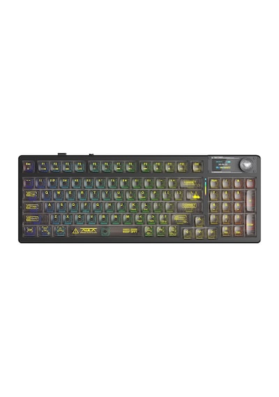Aula F98 Pro V3 Oled Ekranlı Crystal Switch Makrolu Kablosuz Rgb Hot-swap Gasket Pre-lubed Switch Mekanik Klavye Şeffaf Siyah
