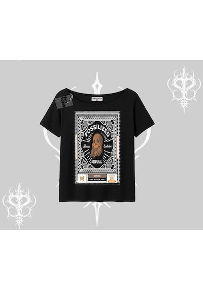 Tarzsokak Kayık Yaka Tshirt Fossilized Skull Underground Archive Siyah