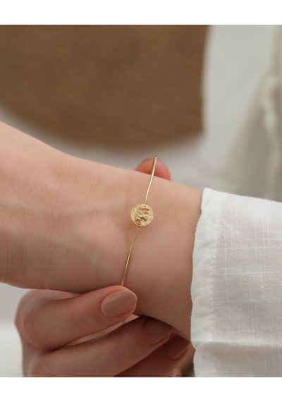 Debora Jewelry 14 Ayar Altın Fil Kabartmalı Kelepçe Bileklik