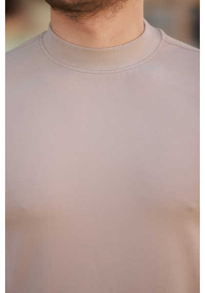Suma Erkek Kısa Kollu Yarım Balıkçı Yaka T-shirt Bej Xl Akrilik