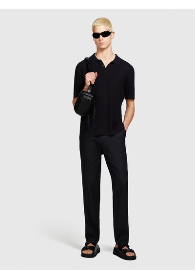 Sisley %100 Keten Slim Comfort Fit Pantolon Erkek Siyah Pantolon - 324p4aghsf049