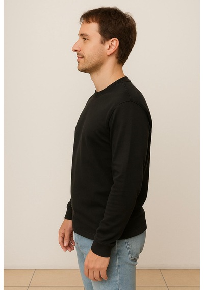 Axxel Erkek Siyah Sweatshirt-w1083 Siyah 2 İplik Şardonsuz