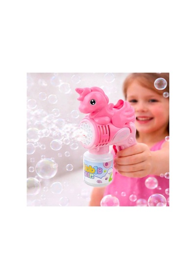 Sevimli Unicorn Köpük Tabancası Solüsyonlu Balon Çıkaran Oyuncak Tabanca Pembe