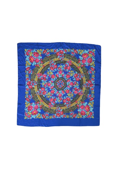 Tikitonki Karanfil Desenli Kare Otantik Eşarp - 90x90 Çok Renkli Çok Renkli