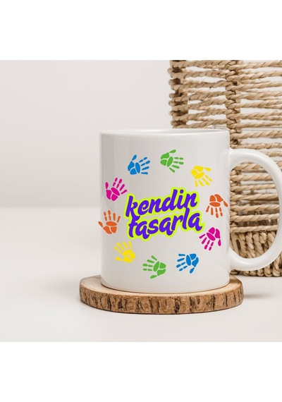 Kişiye Özel Baskılı Kupa Bardak Kendin Tasarla Beyaz