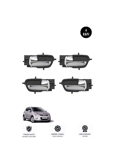 Hyundaı İ20 2009-2014 Arası Uyumlu Sağ -sol İç Açma Kapı Kolu Takımı 4'lü Set