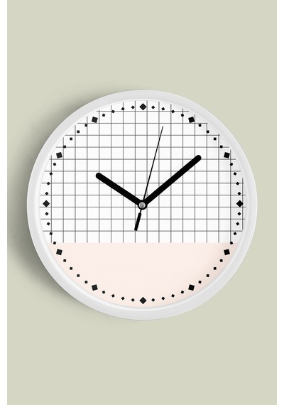 Soyut - Bohem - Geometrik Temalı Modern Duvar Saati - 42cm - Önü Camlı Beyaz Kasa - Sessiz Mekanizma-jh0522 Beyaz