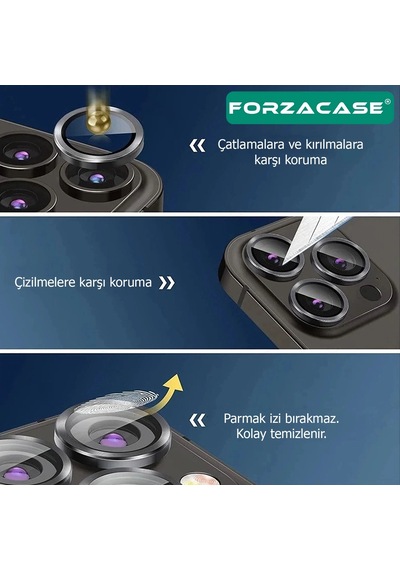 Forzacase Apple Uyumlu iPad Air 5. Nesil 10.9 İnç 2022 İle Kamera Camı Lens Koruyucu Halka Seti - Fc381 Siyah