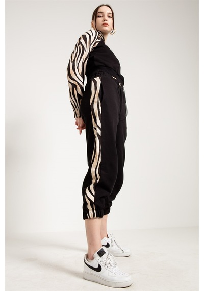 JAHR MARC Zebra Desenli Siyah Kadın Jogger - XS Siyah