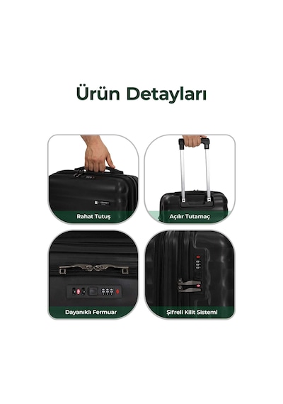 Cotpoly Home Vega Laptop Bölmeli Lux Kabin Boy Valiz Siyah