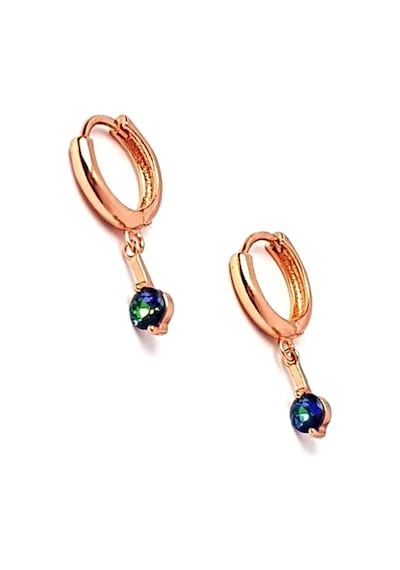 Mistik Topaz Taşlı Minimal Sallantılı Gümüş Küpe