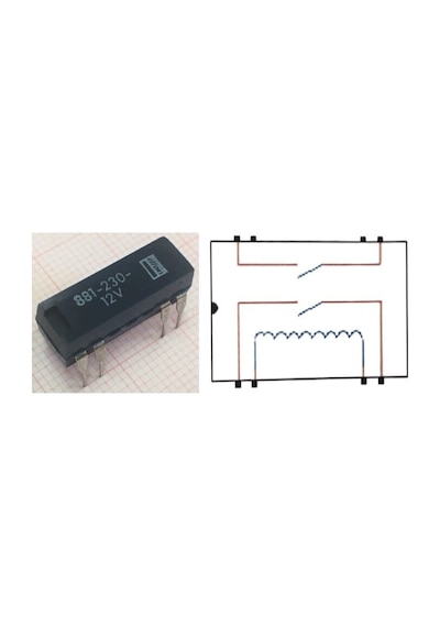 881-230-12V Reed Röle Çift Kontak Normalde Açıktır 12Vdc 0.5A
