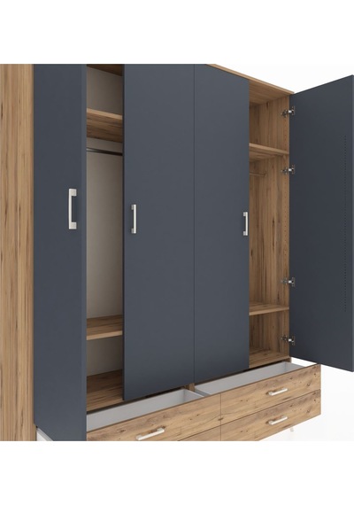 Hyperion Gardrop 6 Raflı 4 Çekmeceli 2 Askılı 176x44x221 Çam-antrasit/çam Antrasit/çam Hyperion Gardrop 6 Raflı 4 Çekmeceli 2 Askılı 176x44x221 Çam-antrasit/çam Antrasit/çam