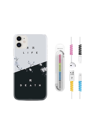 Apple Uyumlu iPhone 11 Kılıf Kablo Koruyuculu Life And Death 1339