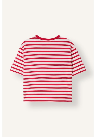 Defacto Bisiklet Yaka Çizgili Pamuklu Kısa Kollu Pijama Üstü I5631ax26aurd197 Kırmızı-rd197