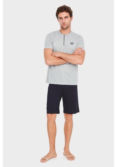 Mod Collection Erkek 3 Lü Pijama Takımı Gri 001