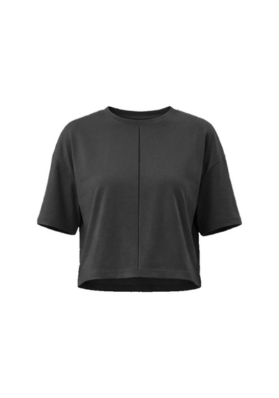 Cottonhıll Premium - Sway Collection Siyah Modal Bisiklet Yaka Nervür Dikiş Detaylı Tişört