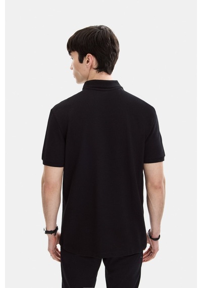 Backandbond Siyah Regular Fit Örme Polo Yaka Tişört