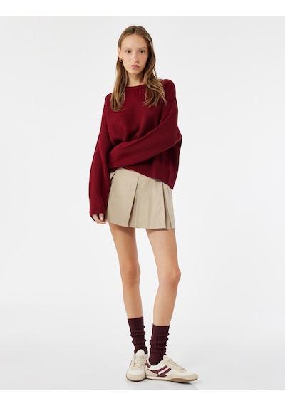 Koton Uzun Kollu Bisiklet Yaka Basic Triko Kazak Bordo 6wal90048ht Bordo