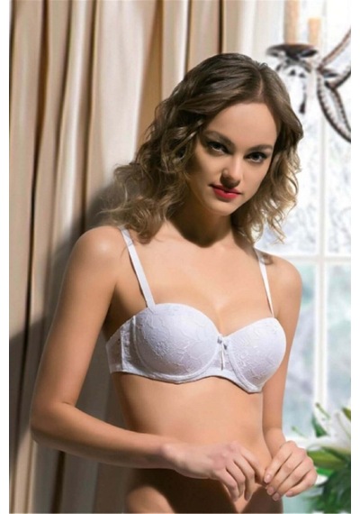 Bella Donna 11035 Dantelli Destekli Push-Up Straplez Sütyen
