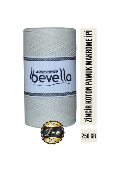 Koton Ekru Pamuk Makrome İpi 250 Gr 2mm Çanta Runner İpi