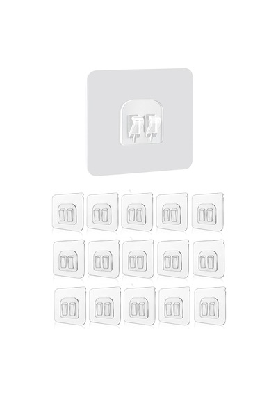 Smartizi 15'li Çiftli Banyo Köşe Rafı Yedek Sticker 60x60mm - 15 Parça Dev Avantaj Paketi Güçlü Kanca Seti