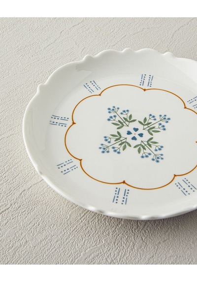 Retro Paisley New Bone China Pasta Tabağı 18 Cm Beyaz - Mavi