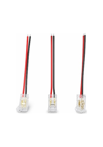 5 Adet 8 Mm Cob Led Şerit Konnektörü 2 Pin Tek Taraflı 10 Cm Kablolu Şeffaf Lehimsiz Bağlantı Aparatı Tek Renk Led Uyumlu Diğer