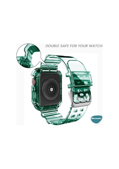 Microsonic Apple Uyumlu  Watch Series 3 38Mm Kordon Transparent Yeşil