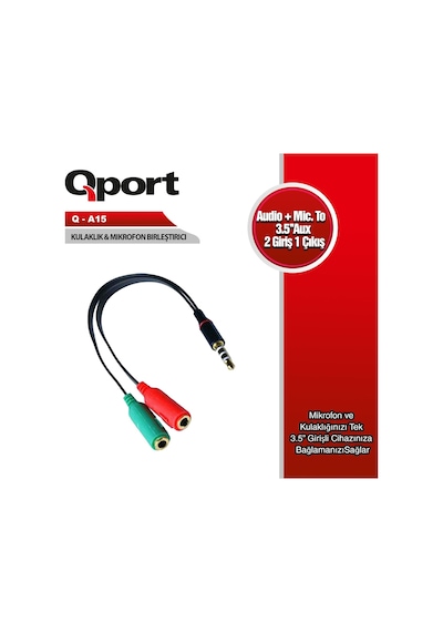 Qport Q-a15 Audio+mic 3.5mm 15cm Kulaklık Çeviri-188750