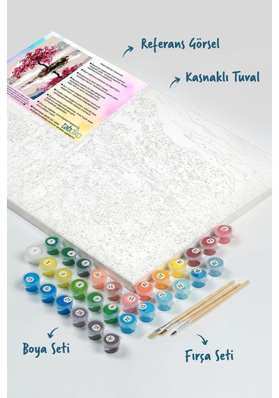 Sayılarla Boyama Seti 40 X 50 Cm Tuval Şasesine Gerili Yalnız Ağaç