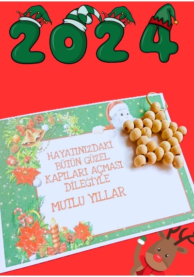 25 Adet Naturel Yıldız Anahtarlık - Ahşap Yıldız - Noel Baba Kart
