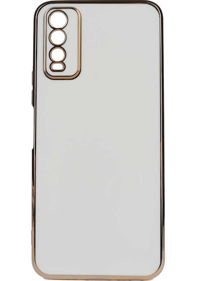 Vivo Y11s Kılıf Parlak Kenarlı Altın Işlemeli Kamera Korumalı Kapak Bark