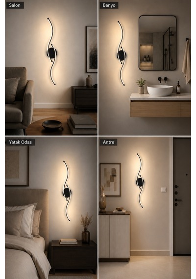 Pera Modern Led Duvar Apliği Günışığı Siyah
