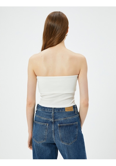 Koton Straplez Üst Kat Detaylı Ribanalı Slim Fit Beyaz 4sak10698ek Beyaz