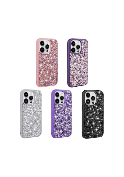 Apple Uyumlu iPhone 14 Pro Max Uyumlu Parlak Taşlı Tasarım Zore Linea Kılıf-mor Mor -