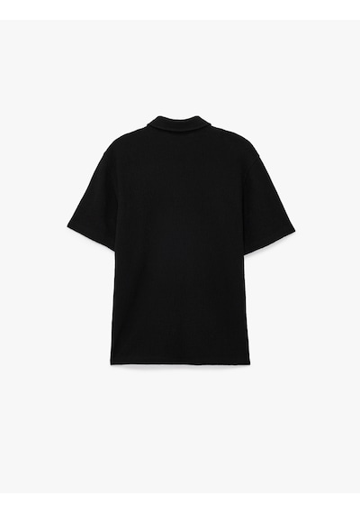 Koton Regular Fit Kısa Kollu Düğmeli Polo Yaka Tişört Siyah 6sam10004mk