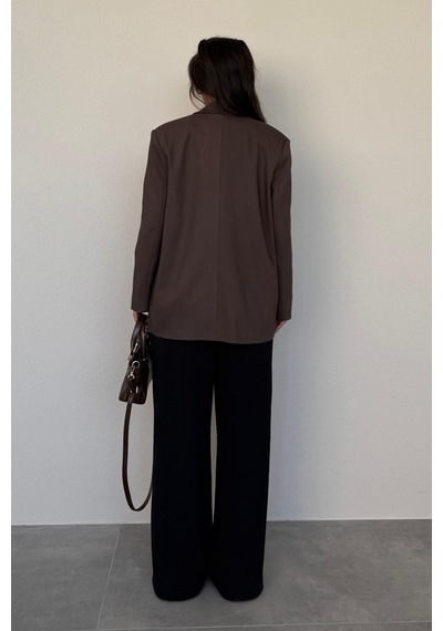 Madmext Kahverengi Oversize Blazer Kadın Ceket Mg2445 Kahverengi