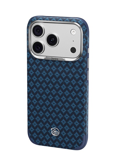 Apple iPhone Uyumlu 18 Pro Max Kılıf M-safeli Yüksek Çerçeveli Benks Armorgrid Armoredge X9 Kevlar Karbon Laciver Lacivert
