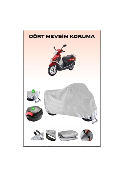 Kuba Matrix 150 İçin Arka Çanta Ve Kilit Uyumlu Gri Motosiklet Branda, Güvenli