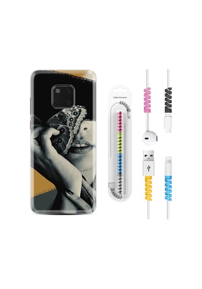 Huawei Mate 20 Pro Kılıf Kablo Koruyuculu Butterfly Girl 1837