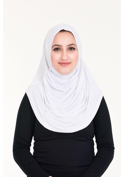 Sensu Tesettür Hazır Türban Pileli Pratik Namaz Örtüsü Beyaz