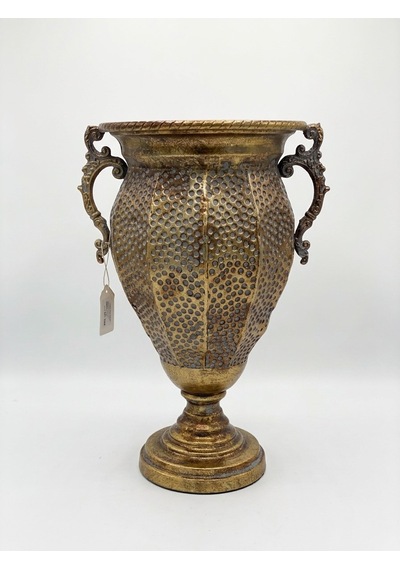 Metal Antik Gold Dekoratif Vazo 43 X 24 Cm Antika Altın