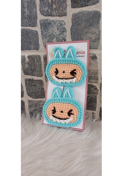 Örgümania Labubu Çıtçıtlı Toka- 7 Cm Mavi